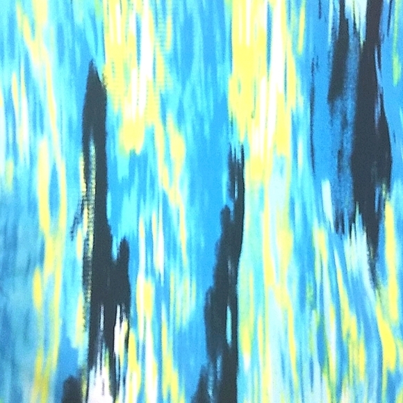 Tank top cowl neck stretch gathered sides blue yellow black abstract print EUC - Picture 7 of 9